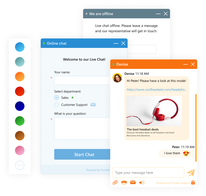 Chat window in different colors