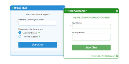 Pre-chat survey fields