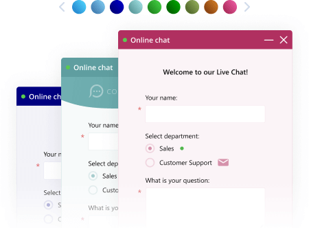 Altere o design da janela de chat e visualize as alterações em tempo real Temas de cores do chat messenger