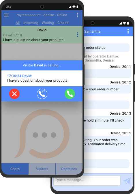 Comunique-se com seus clientes em qualquer lugar com um aplicativo de chat mobile Texto do chat no aplicativo de chat Android