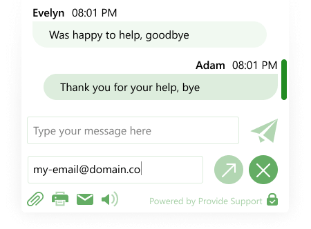 Permita que seus clientes enviem registros de chat para eles mesmos Registro de chat por e-mail