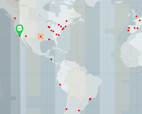 Distribuição de visitantes no mapa de geolocalização