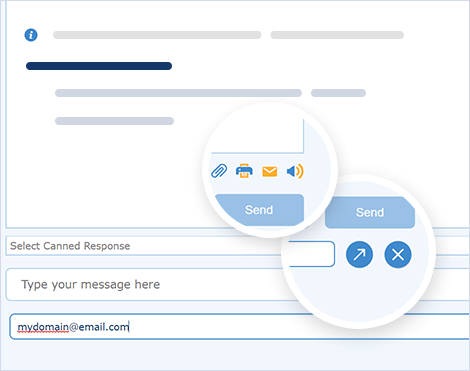 Envie registros de chat por e-mail diretamente do aplicativo de atendimento Visualize imagens e outros arquivos de mídia diretamente no texto do chat