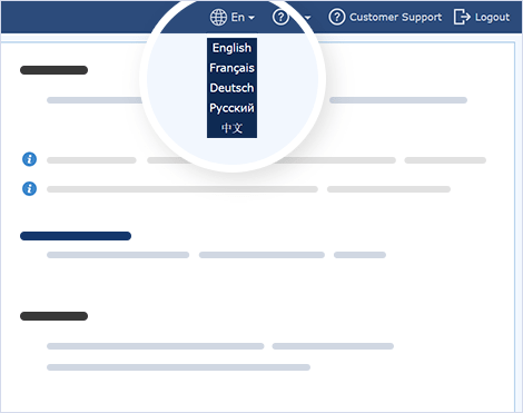 Escolha o seu idioma para a interface do aplicativo web de atendimento Troca de idioma no aplicativo web de atendimento de chats