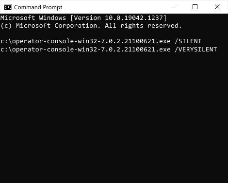 Use as chaves de linha de comando especiais para instalar o aplicativo de atendimento silenciosamente Instalação silenciosa do aplicativo desktop