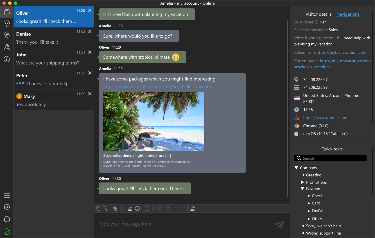 Use o aplicativo de atendimento nativo para Mac OS para lidar com seus chats Aplicativo de atendimento de chats nativo para Mac OS