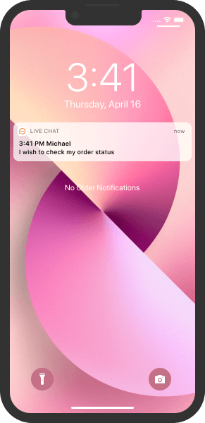 Push notifications informam sobre chats e mensagens recebidas Nova push notification de chat no iOS